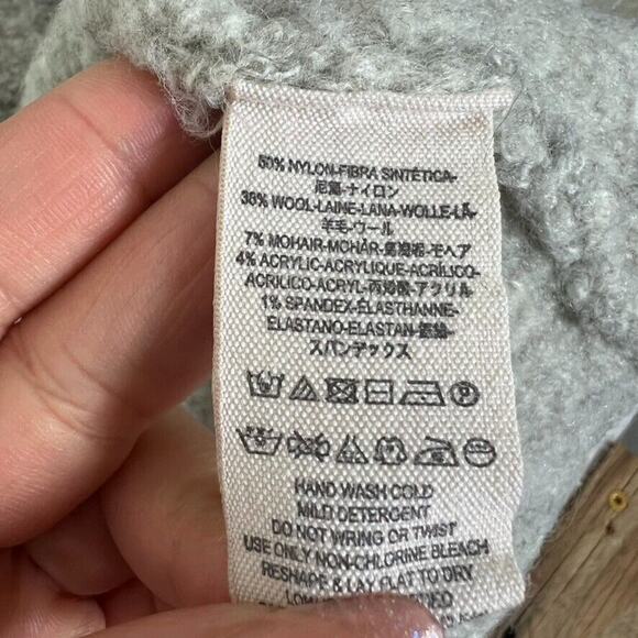 Free People Sweater Cardigan Women L Gray Phantom Open Front Grandpa Mohair Wool - Picture 6 of 7